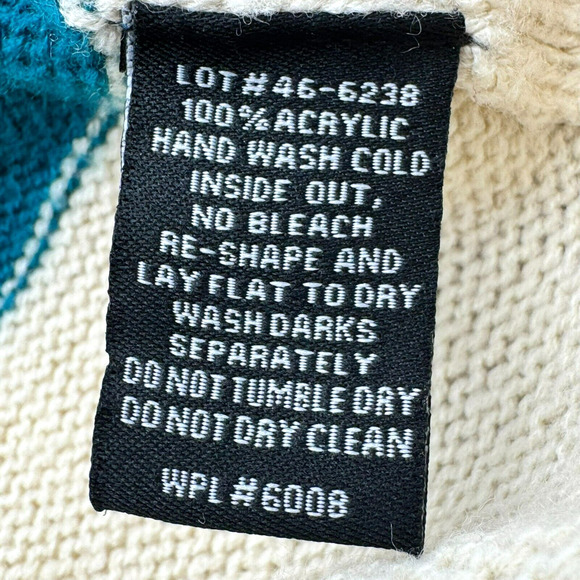 ROCK & ROLL COWGIRL Women Small Cream Red Blue Color block Sweater Fringe Tassel - Picture 6 of 10